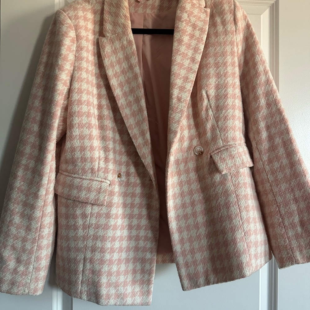Pink Houndstooth Women's Blazer